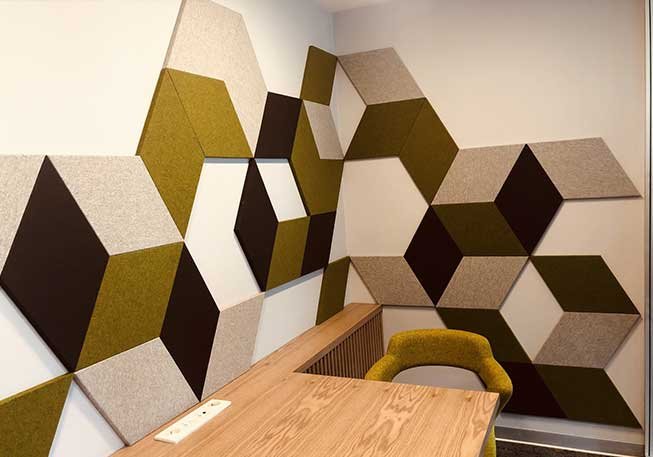 kumaş kaplı akustik duvar paneli